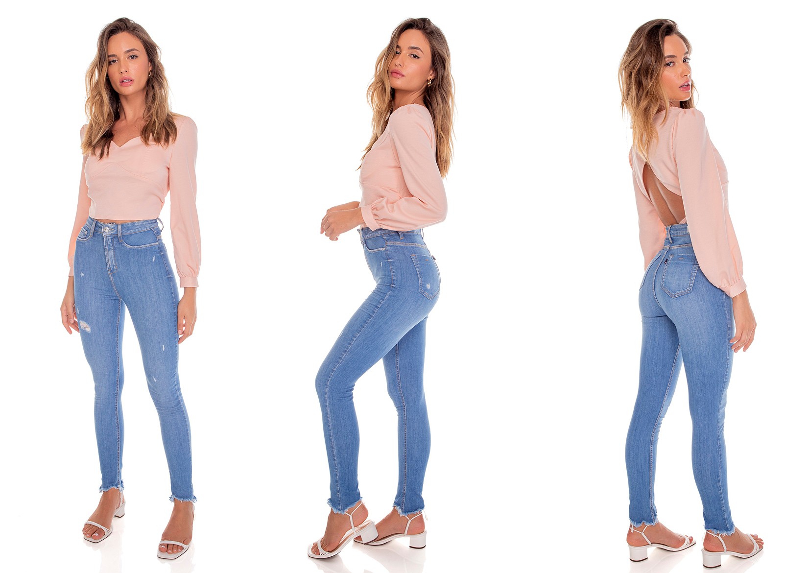 dz3607 com calca jeans feminina skinny hot pants cigarrete com puidos tripla