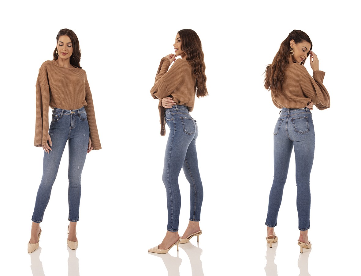 dz3730 re calca jeans feminina skinny media cigarrete com puidos denim zero tripla