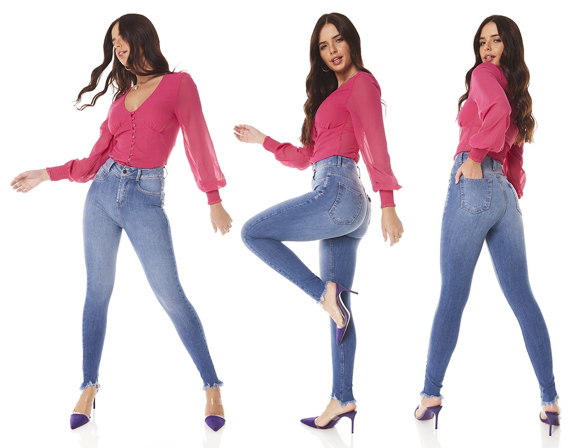 dz3810 ts calca jeans feminina skinny media cigarrete barra desfiada denim zero tripla