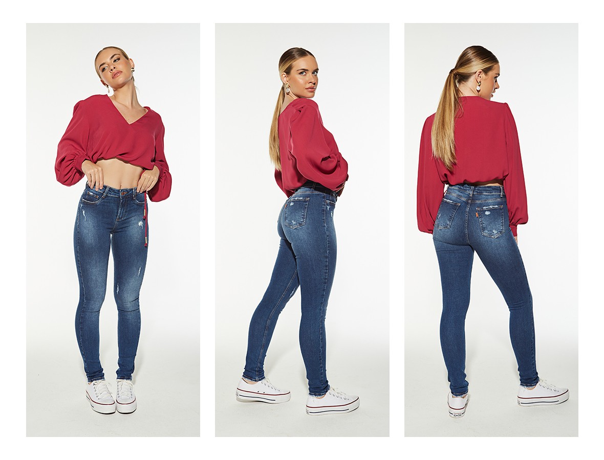 dz20382 com calca jeans feminina skinny media tradicional denim zero trio