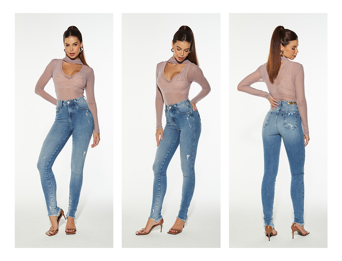 dz20386 ts calca jeans feminina skinny media com barra desfiada denim zero trio