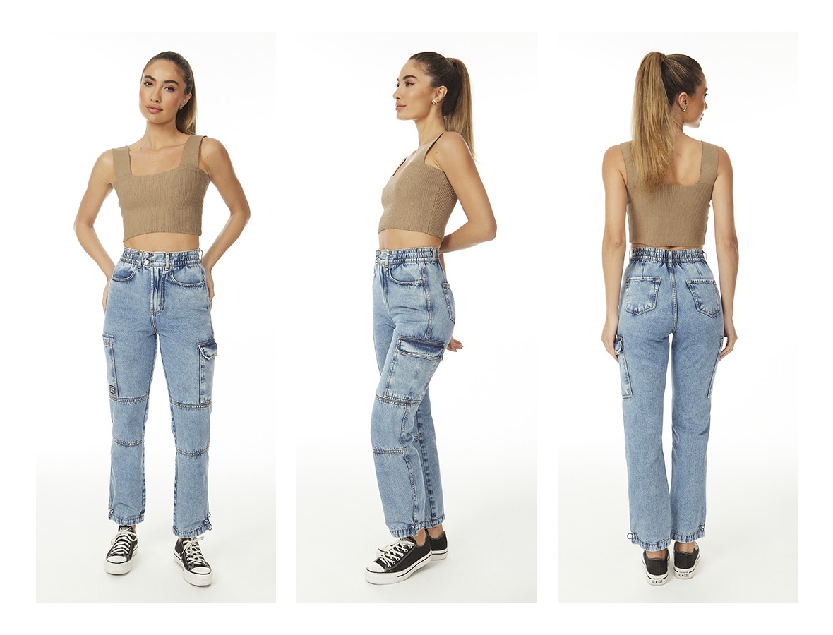 dz20538 alg calca jeans feminina reta com bolsos utilitarios denim zero trio