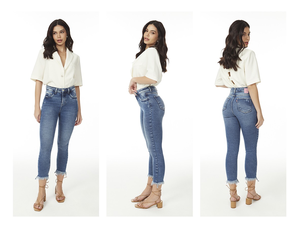 dz20544 re calca jeans feminina skinny media cropped com barra desfiada denim zero trio